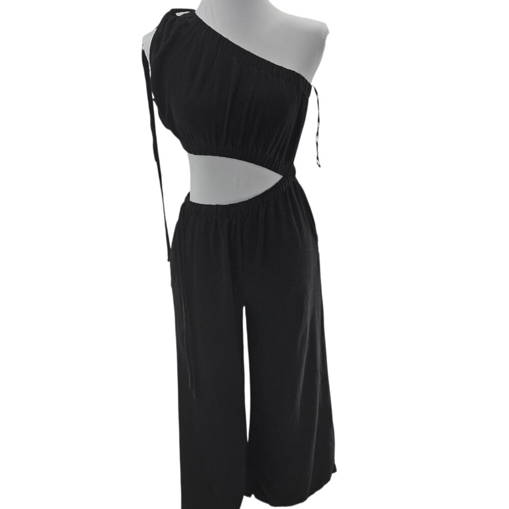 Lilyful Black Asymmetrical Stomach Cutout Jumpsuit Small (Estimated)